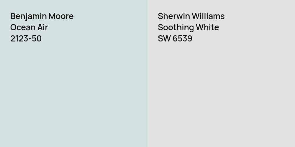 Benjamin Moore Ocean Air vs. Sherwin Williams Soothing White