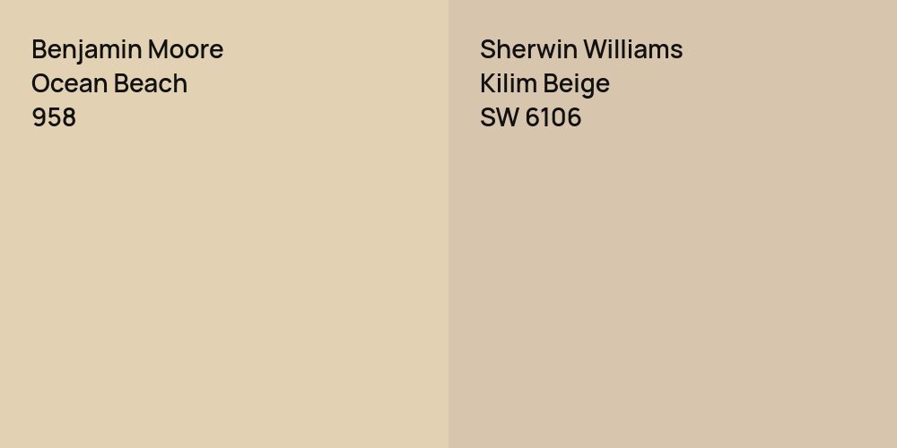 Benjamin Moore Ocean Beach vs. Sherwin Williams Kilim Beige