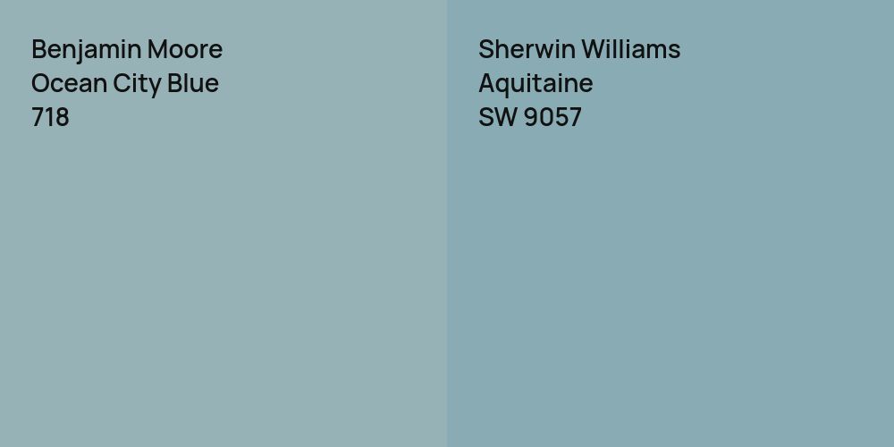 Benjamin Moore Ocean City Blue vs. Sherwin Williams Aquitaine