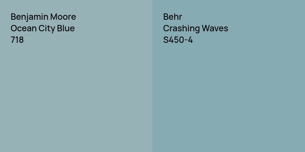 Benjamin Moore Ocean City Blue vs. Behr Crashing Waves