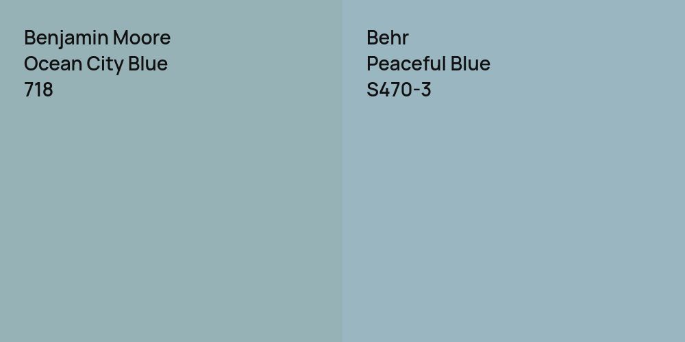 Benjamin Moore Ocean City Blue vs. Behr Peaceful Blue