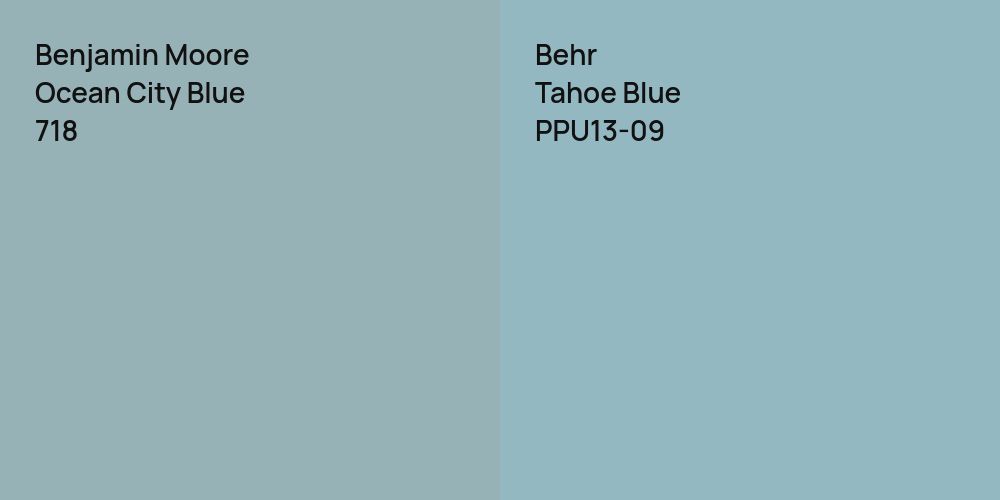 Benjamin Moore Ocean City Blue vs. Behr Tahoe Blue