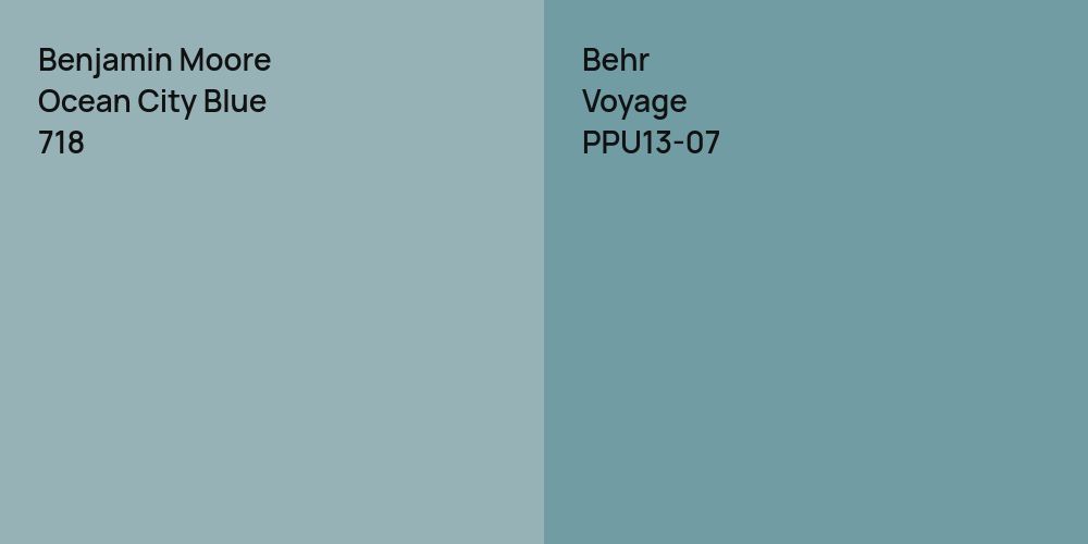 Benjamin Moore Ocean City Blue vs. Behr Voyage