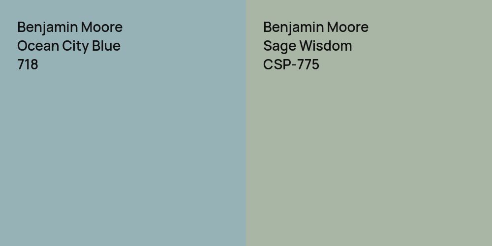 Benjamin Moore Ocean City Blue vs. Benjamin Moore Sage Wisdom