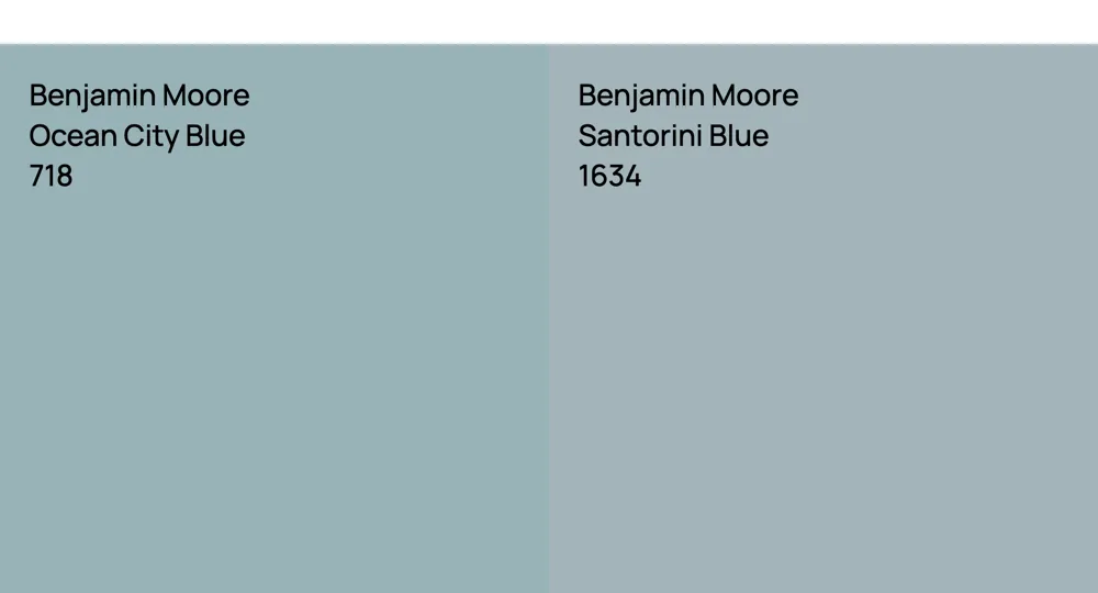 Benjamin Moore Ocean City Blue vs. Benjamin Moore Santorini Blue