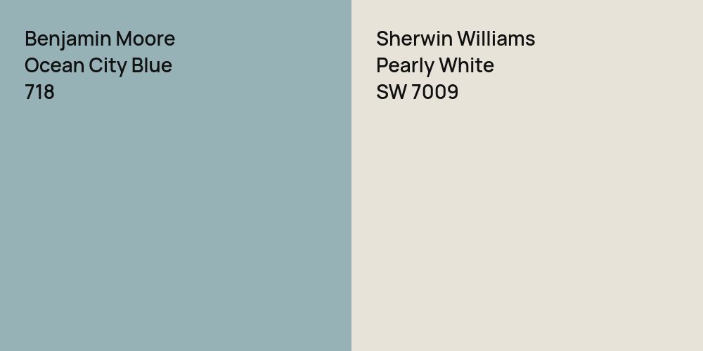 Benjamin Moore Ocean City Blue vs. Sherwin Williams Pearly White