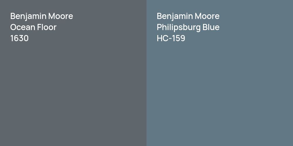 Benjamin Moore Ocean Floor vs. Benjamin Moore Philipsburg Blue