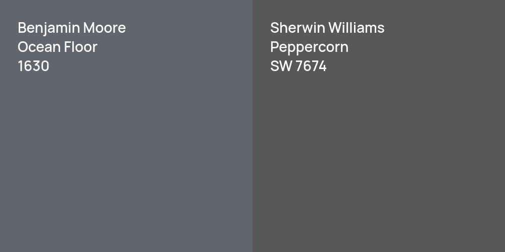 Benjamin Moore Ocean Floor vs. Sherwin Williams Peppercorn