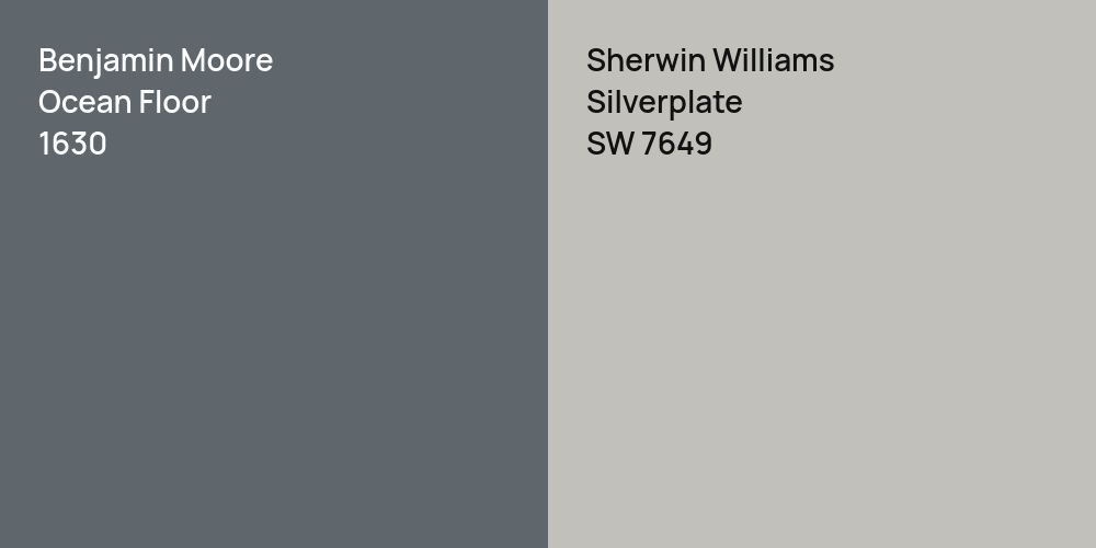 Benjamin Moore Ocean Floor vs. Sherwin Williams Silverplate