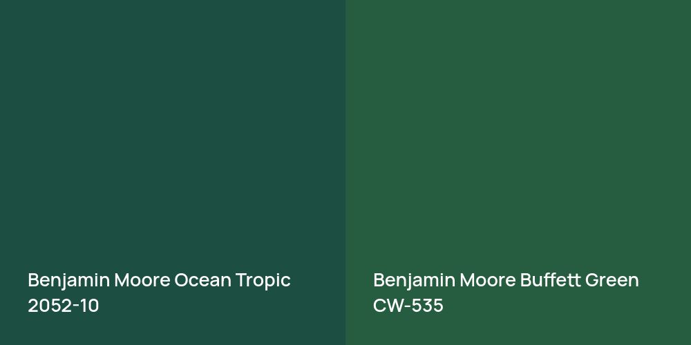 Benjamin Moore Ocean Tropic vs. Benjamin Moore Buffett Green