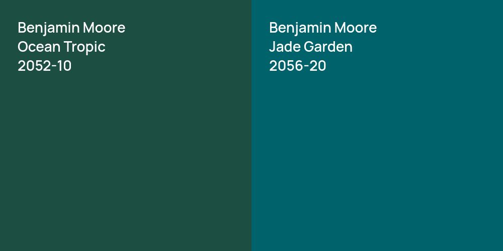 Benjamin Moore Ocean Tropic vs. Benjamin Moore Jade Garden