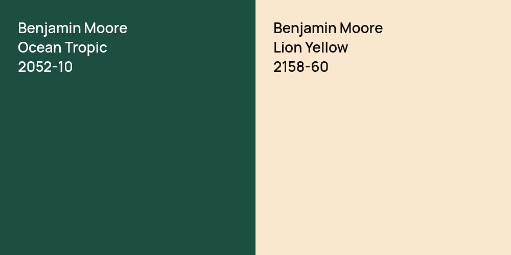 Benjamin Moore Ocean Tropic vs. Benjamin Moore Lion Yellow