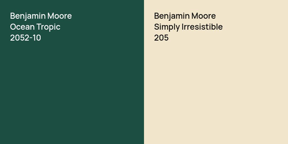 Benjamin Moore Ocean Tropic vs. Benjamin Moore Simply Irresistible