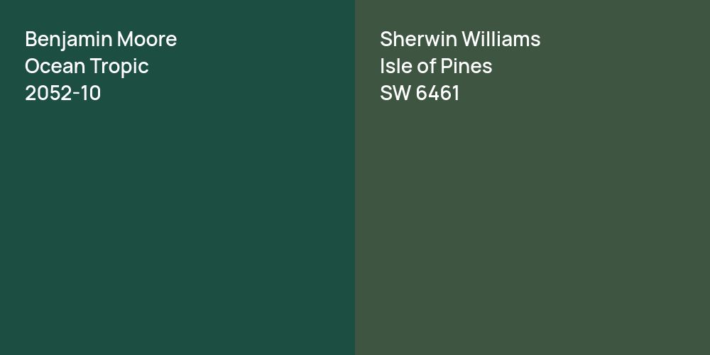 Benjamin Moore Ocean Tropic vs. Sherwin Williams Isle of Pines