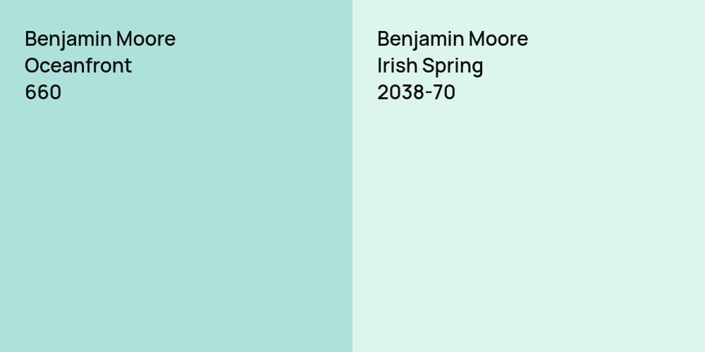 Benjamin Moore Oceanfront vs. Benjamin Moore Irish Spring