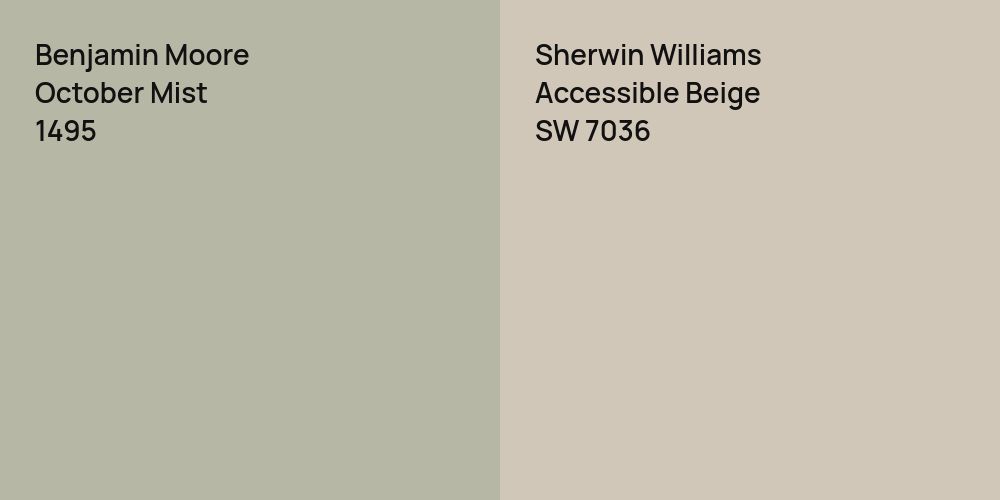 Benjamin Moore October Mist vs. Sherwin Williams Accessible Beige