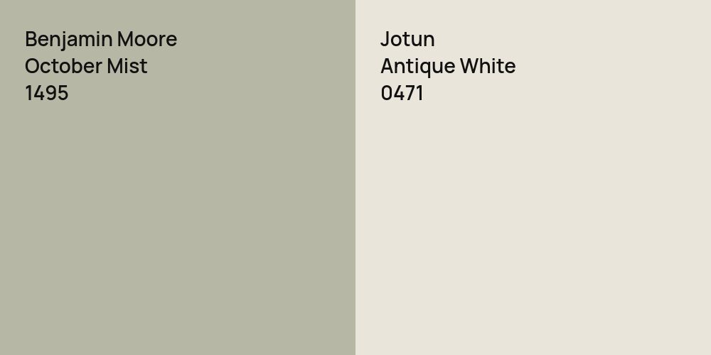 Benjamin Moore October Mist vs. Jotun Antique White