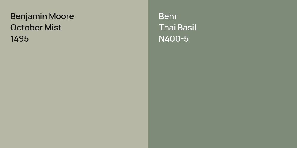 Benjamin Moore October Mist vs. Behr Thai Basil