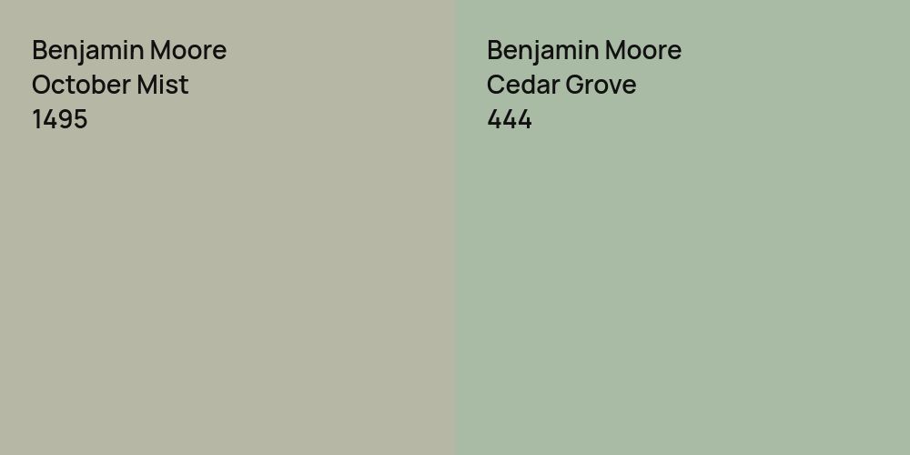 Benjamin Moore October Mist vs. Benjamin Moore Cedar Grove