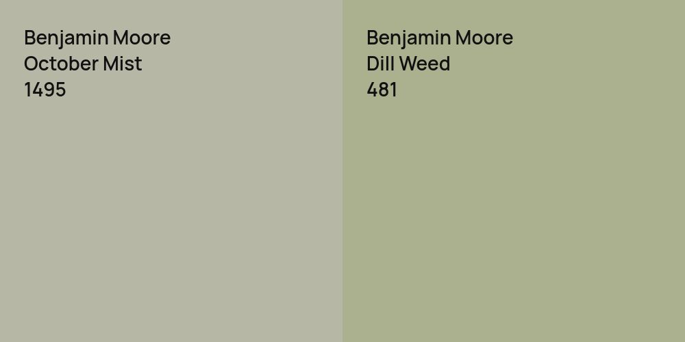 Benjamin Moore October Mist vs. Benjamin Moore Dill Weed