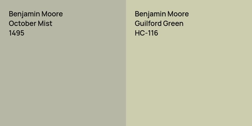 Benjamin Moore October Mist vs. Benjamin Moore Guilford Green