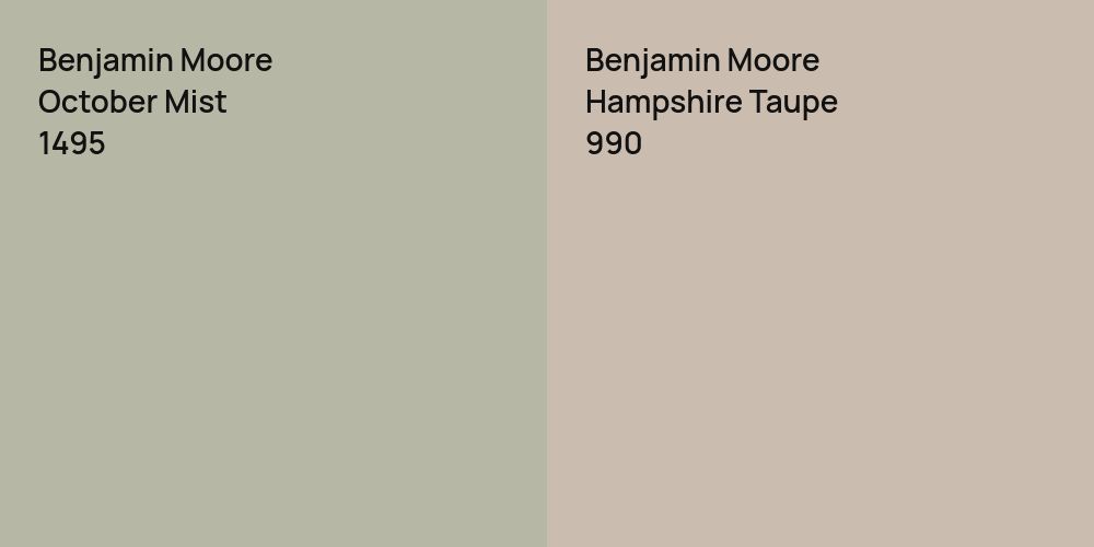 Benjamin Moore October Mist vs. Benjamin Moore Hampshire Taupe