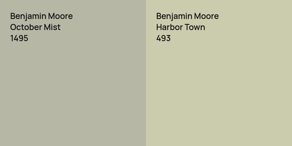 Benjamin Moore October Mist vs. Benjamin Moore Harbor Town