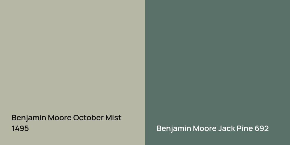 Benjamin Moore October Mist vs. Benjamin Moore Jack Pine