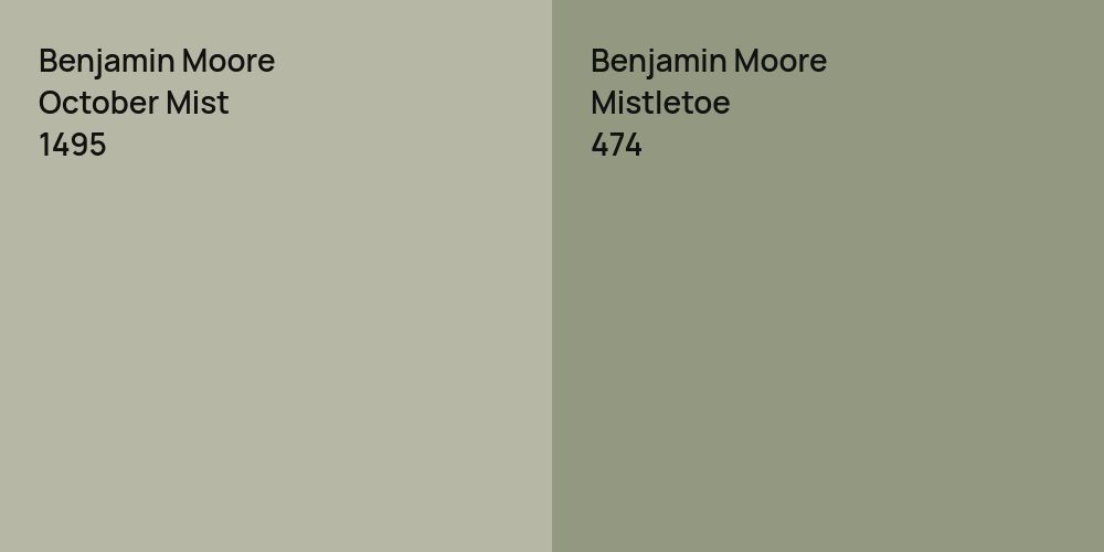 Benjamin Moore October Mist vs. Benjamin Moore Mistletoe