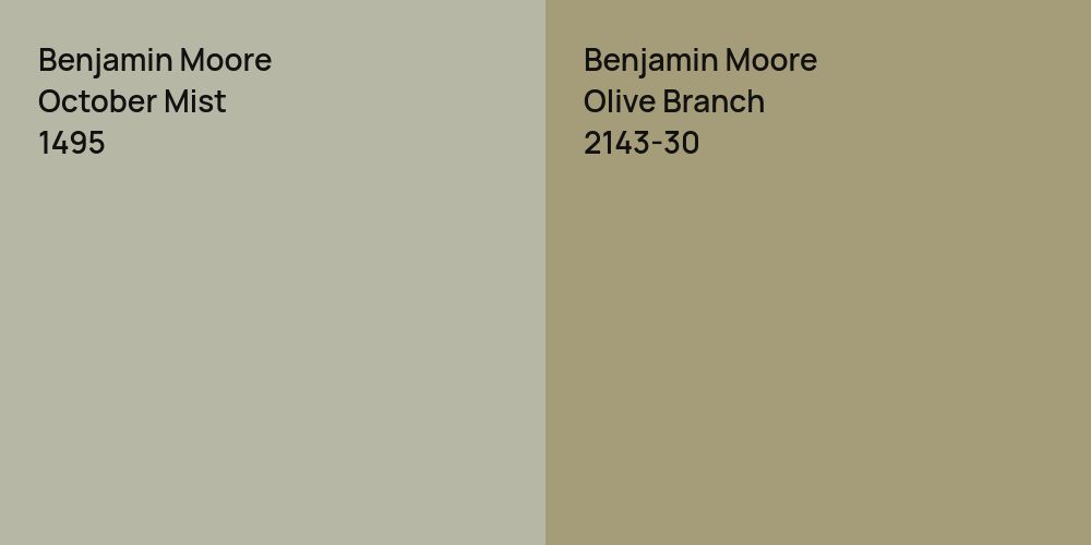 Benjamin Moore October Mist vs. Benjamin Moore Olive Branch