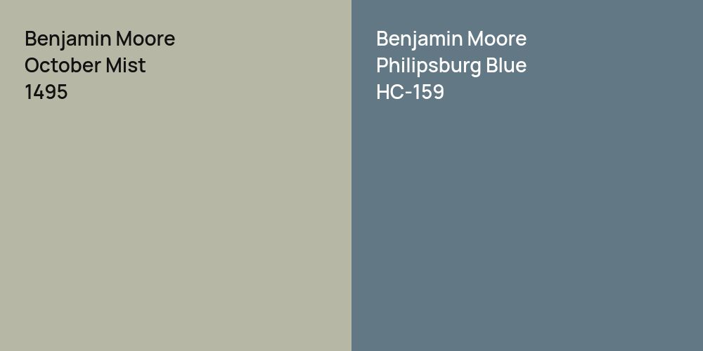 Benjamin Moore October Mist vs. Benjamin Moore Philipsburg Blue