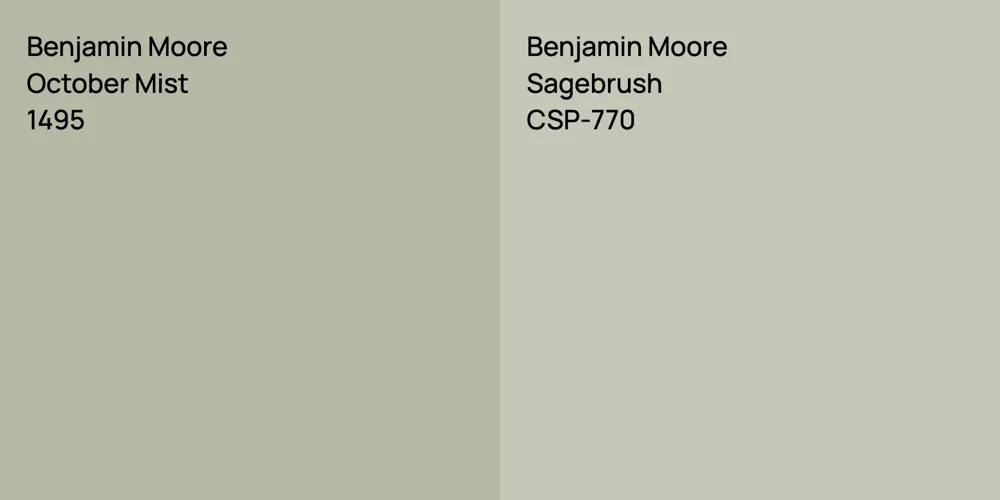 Benjamin Moore October Mist vs. Benjamin Moore Sagebrush