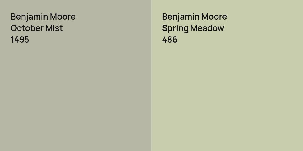 Benjamin Moore October Mist vs. Benjamin Moore Spring Meadow