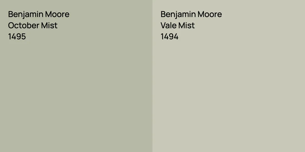 Benjamin Moore October Mist vs. Benjamin Moore Vale Mist