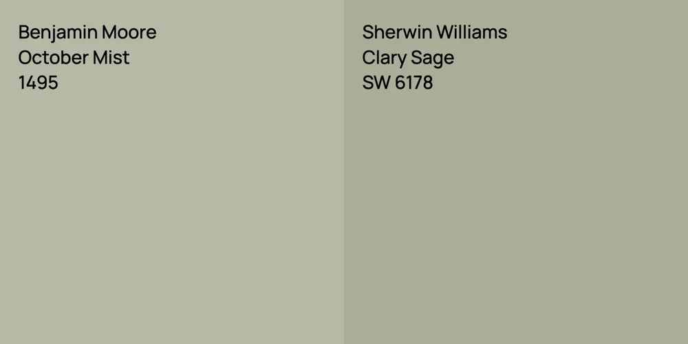 Benjamin Moore October Mist vs. Sherwin Williams Clary Sage