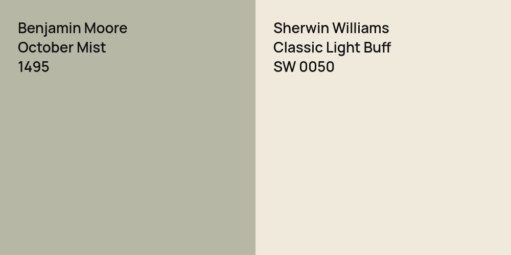 Benjamin Moore October Mist vs. Sherwin Williams Classic Light Buff