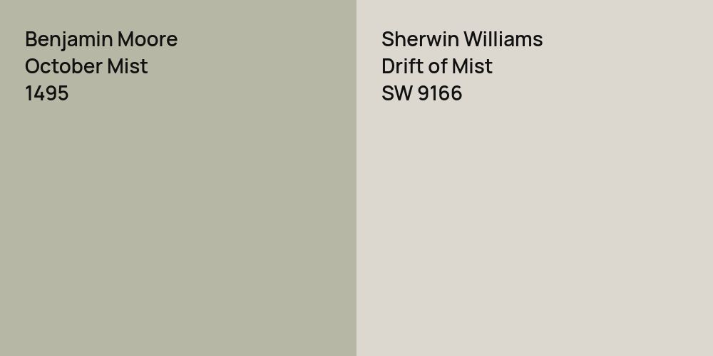 Benjamin Moore October Mist vs. Sherwin Williams Drift of Mist