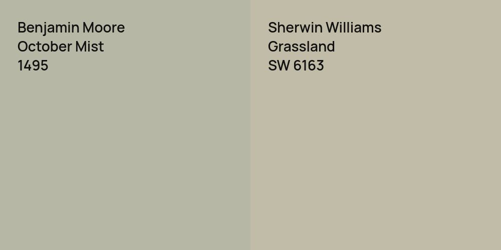 Benjamin Moore October Mist vs. Sherwin Williams Grassland