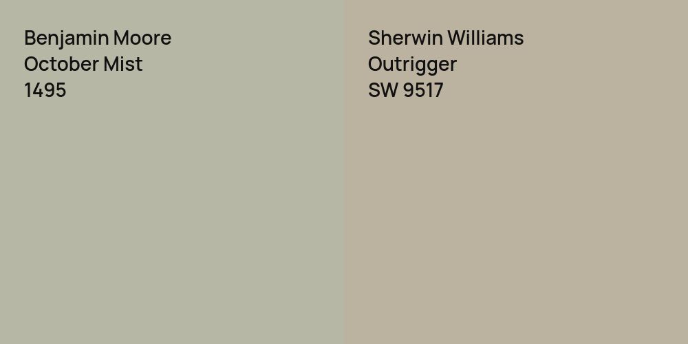 Benjamin Moore October Mist vs. Sherwin Williams Outrigger