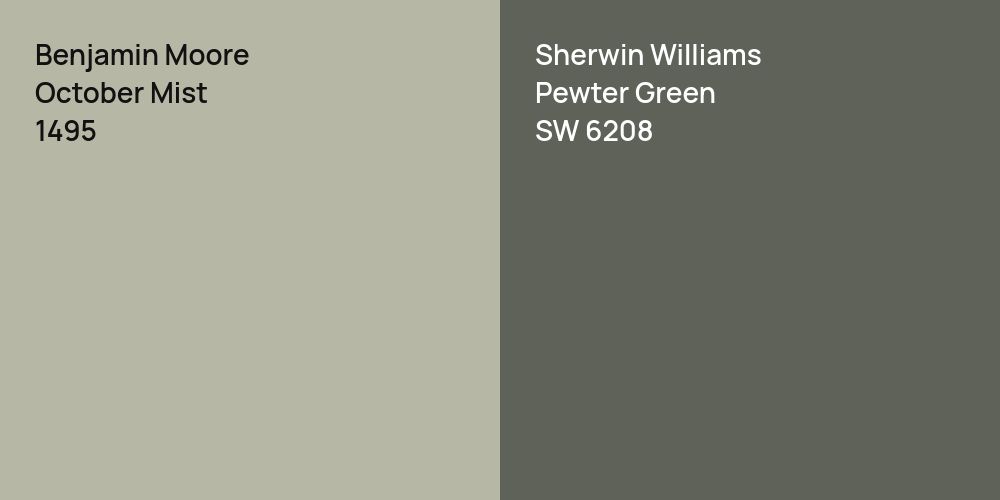 Benjamin Moore October Mist vs. Sherwin Williams Pewter Green