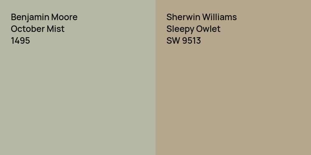 Benjamin Moore October Mist vs. Sherwin Williams Sleepy Owlet