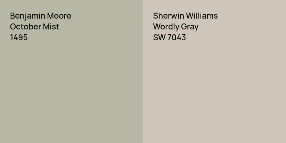 Benjamin Moore October Mist vs. Sherwin Williams Wordly Gray