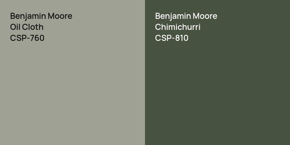 Benjamin Moore Oil Cloth vs. Benjamin Moore Chimichurri