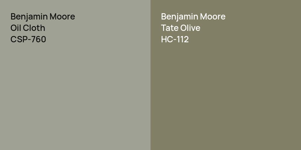 Benjamin Moore Oil Cloth vs. Benjamin Moore Tate Olive