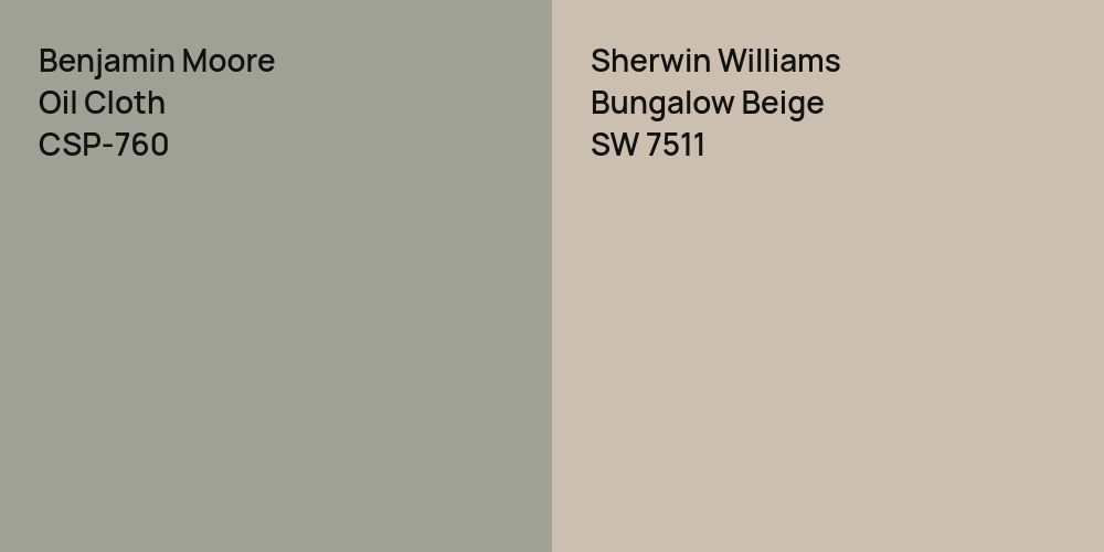 Benjamin Moore Oil Cloth vs. Sherwin Williams Bungalow Beige