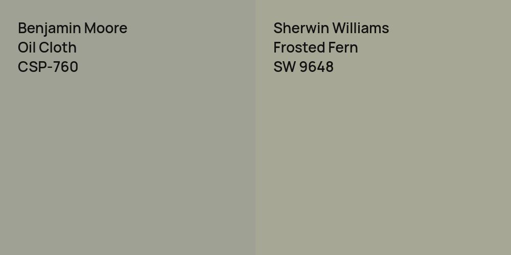 Benjamin Moore Oil Cloth vs. Sherwin Williams Frosted Fern