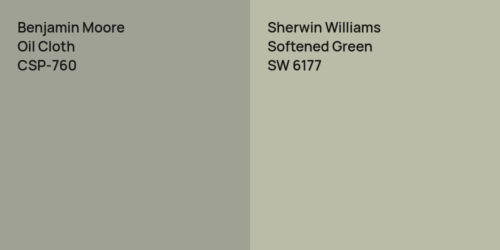 Benjamin Moore Oil Cloth vs. Sherwin Williams Softened Green