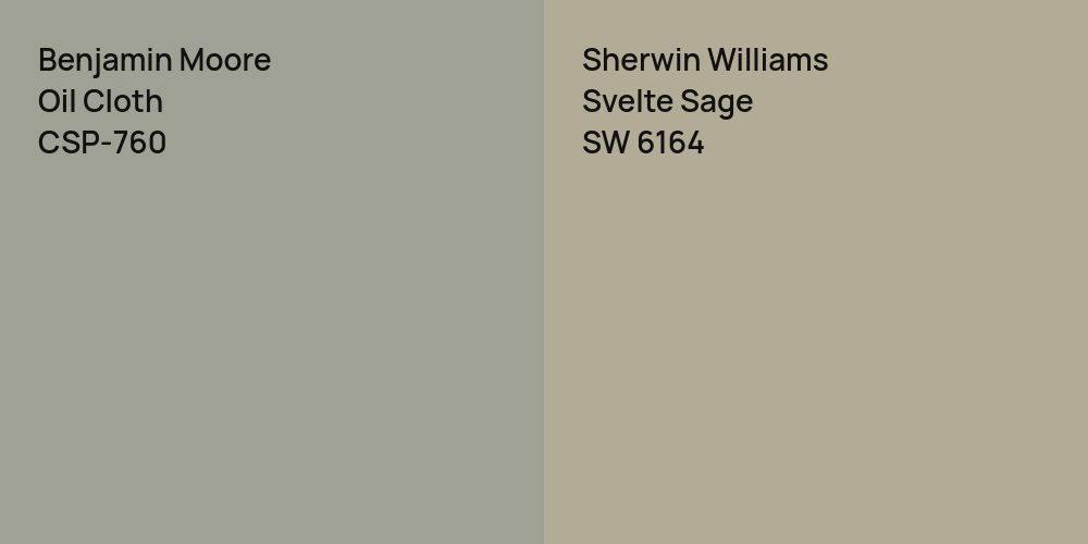 Benjamin Moore Oil Cloth vs. Sherwin Williams Svelte Sage