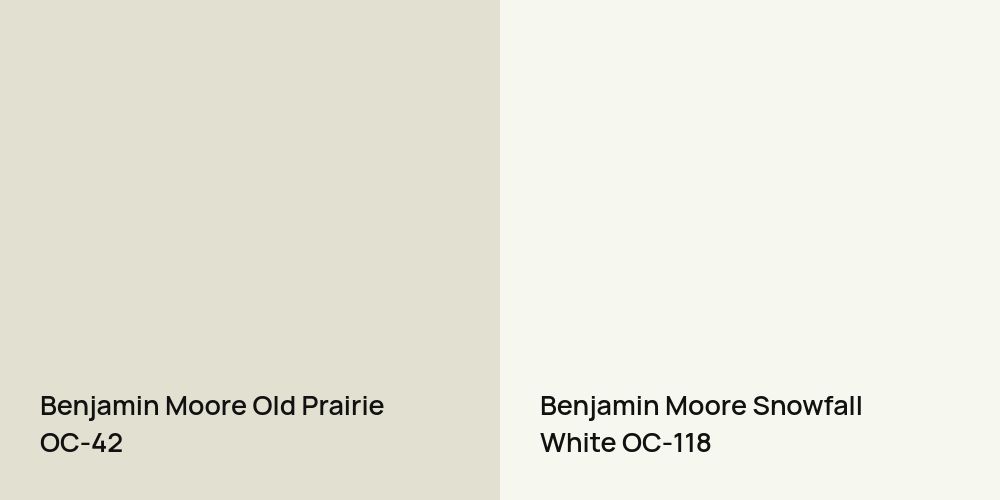 Benjamin Moore Old Prairie vs. Benjamin Moore Snowfall White