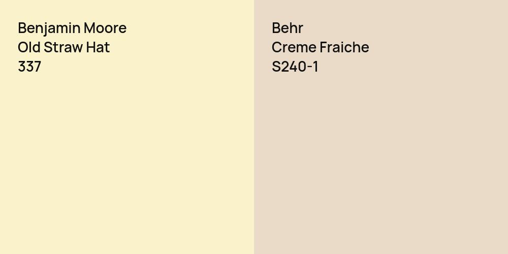 Benjamin Moore Old Straw Hat vs. Behr Creme Fraiche